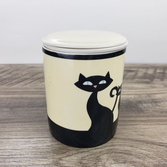 HUES N BREWS Black Siamese Cat Cattitude Tea Cup Infuser Set in Beige & Black - Picture 9 of 13